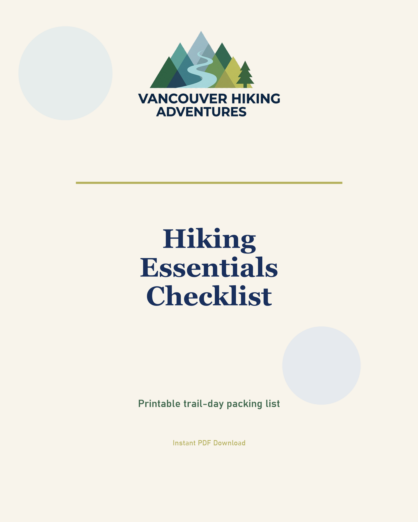 Vancouver Hiking Essentials Checklist - Printable PDF