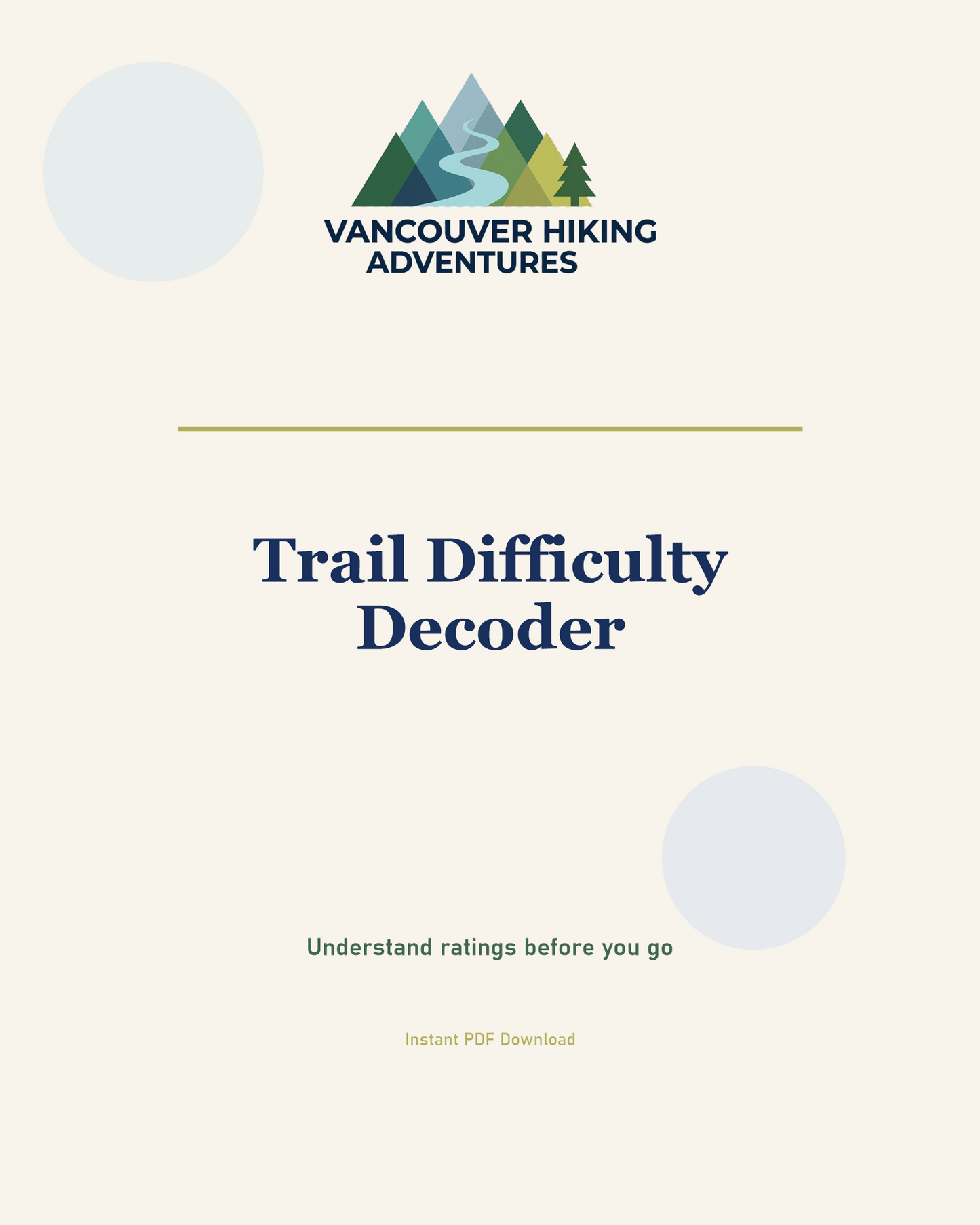 Vancouver Trail Difficulty Decoder - Instant PDF Download